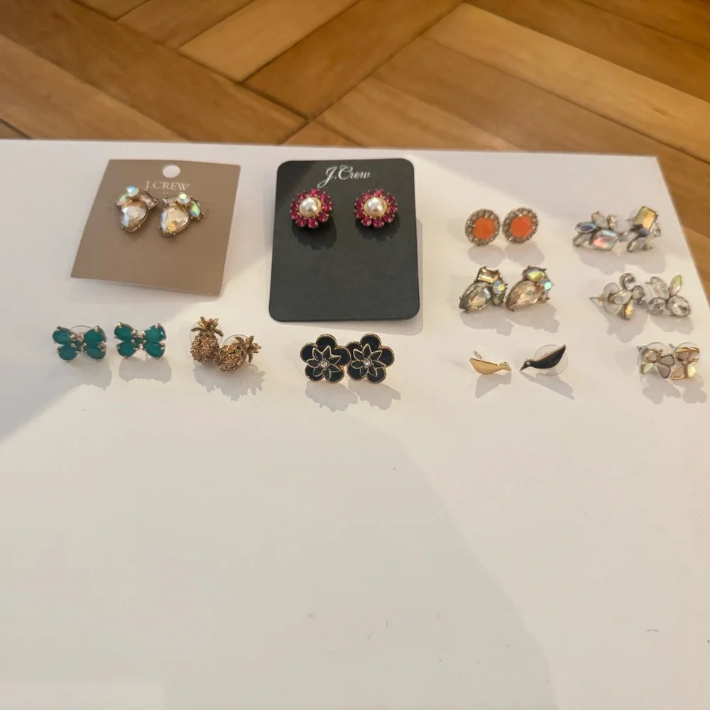 Kate Spade and J. Crew Women's Multi-Color Earring Set- Lot of 11 Pairs